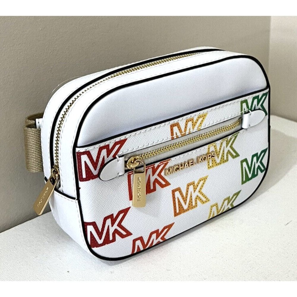 New Michael Kors Zip Belt Bag Vegan Non-Leather Pride Optic White - Picture 4 of 5